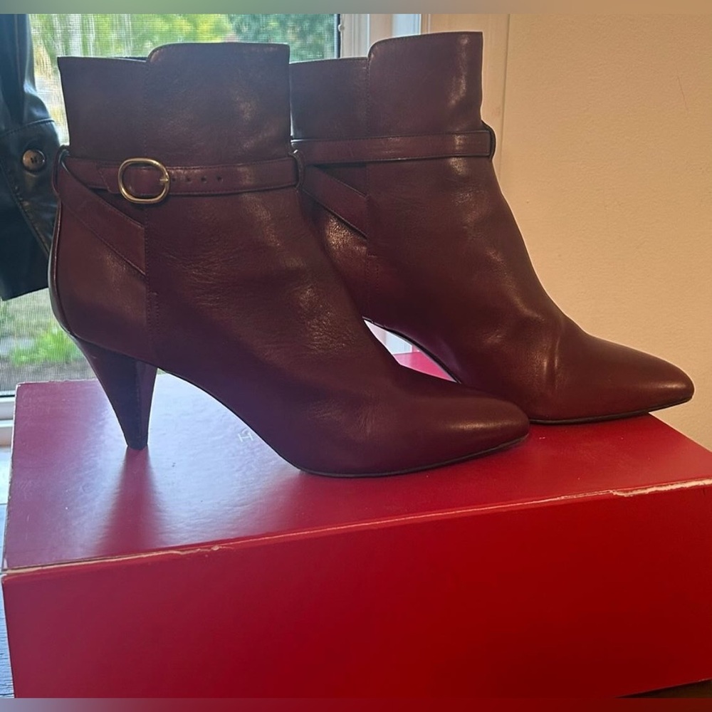Celine Elegant Burgundy Ankle Boots Size 40
